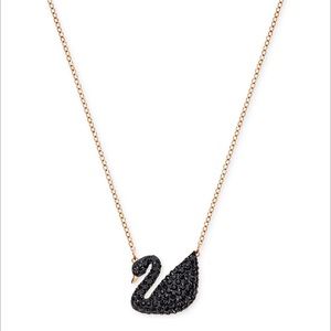 New Swarovski Iconic Black Swan Pendant Necklace